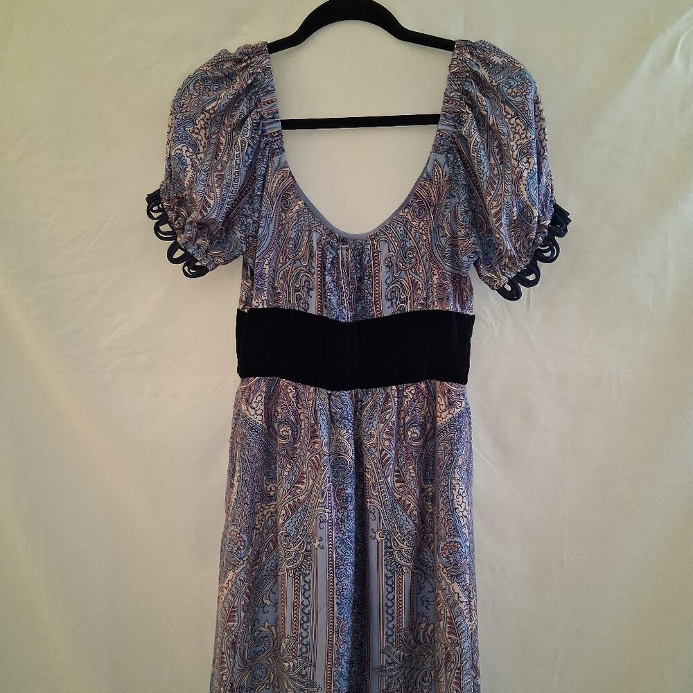 Anthropologie Plenty by Tracy Reese Dress 100% Silk Scallop Velvet Details SZ 8 - Picture 2 of 8